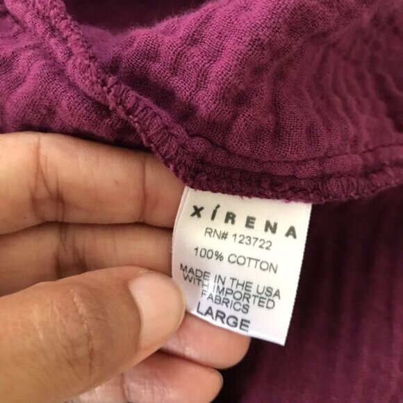 Xirena Purple Cotton Short Sleeve V Neck Long Bohemian Maxi Dress - L - Picture 7 of 8
